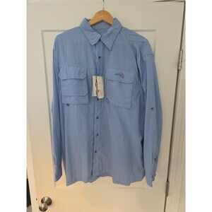 #169    NWT Natural Gear Dry Vent River Button Up Shirt Men L Blue 100% Nylon